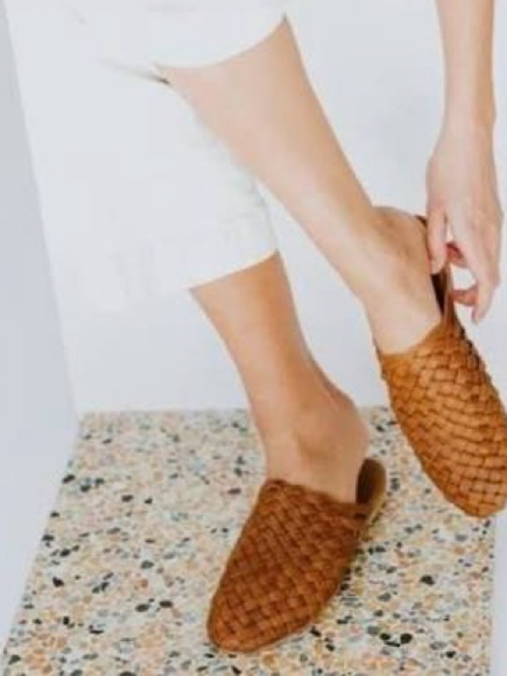 St. Agni Woven Leather Mule in Light Tan